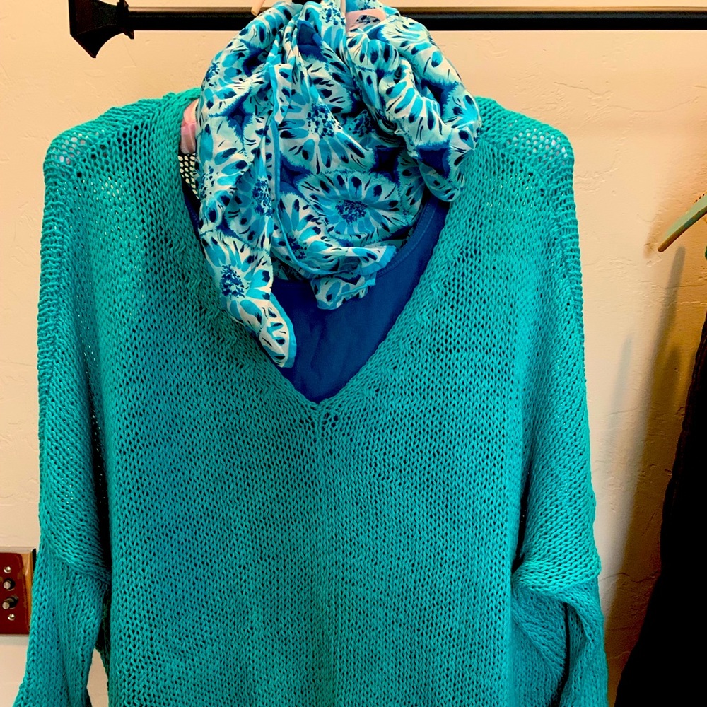 Open knit cotton sweater
